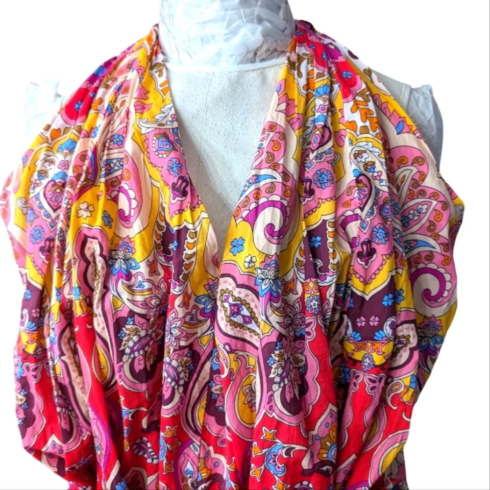 Marilyn Belted Sleeveless Cotton Midi Dress in Zanzibar... Size XL - Picture 4 of 10
